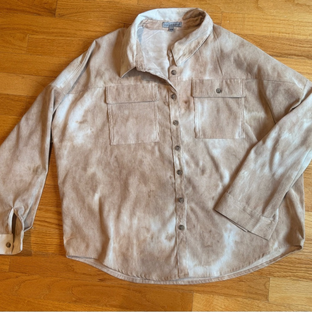 Women's Lane 201 Wishlist Apparel Thin Corduroy Button Up Shacket Shirt S/M
